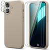 Защитный чехол для iPhone 16 - BOOLING - Гибкий - Бежевый - В комплекте 2 закаленных стекла