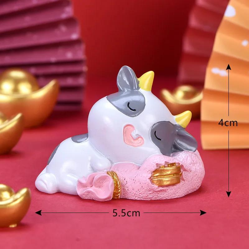 Micro Landscape Resin Desktop Decoration Wealth Fortune Cow Decoration Hold Silver Ingot Sleeping Gold Coin Bag Decoration