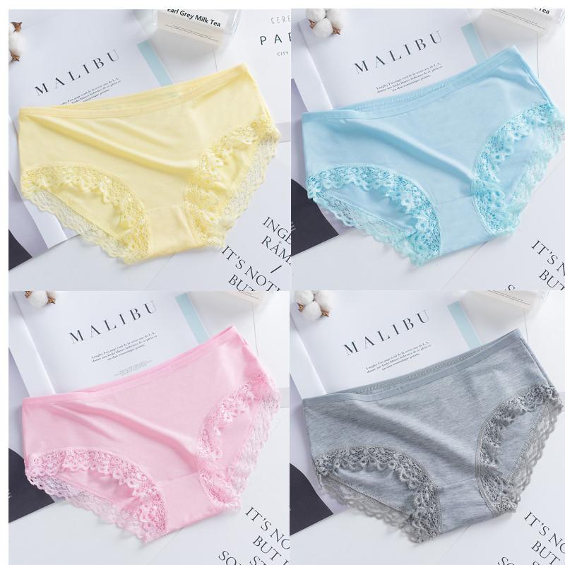4PC Lace Girl Shorts Briefs Modal Underpants Milk Silk Panties Girls Teenagers