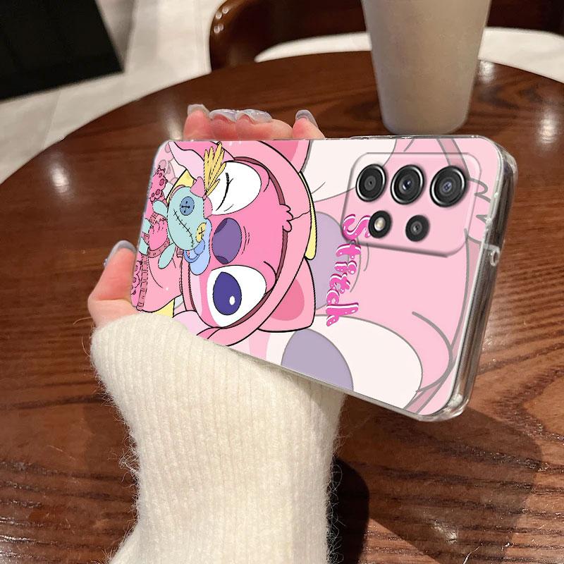 Clear Case For Samsung Galaxy A57 A37 A56 5G A36 Cases A55 A54 A35 A26 A07 A17 A16 A06 A34 A15 Soft Shockproof Cover Cute Stitch