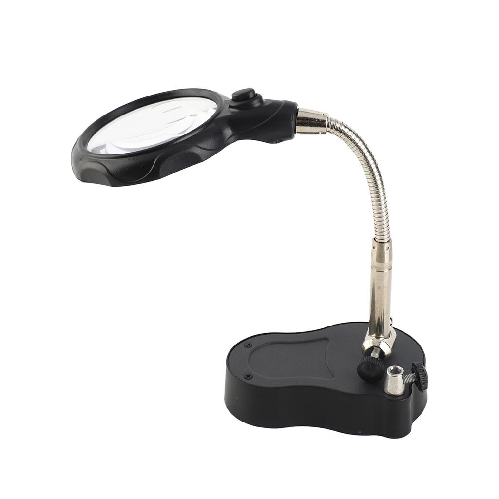 LED Magnifying Magnifier Glass with Light On Stand Clamp Arm for Jewellery Making Black