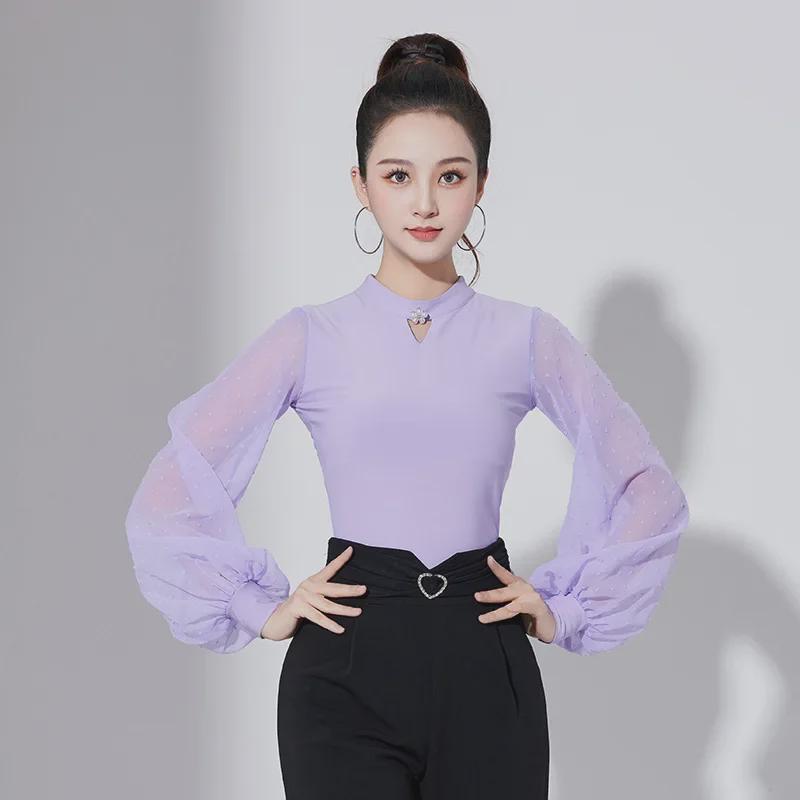 Женский современный комбинезон с рукавами-фонариками, защитой шеи и высоким воротником - танцевальная одежда National Standard