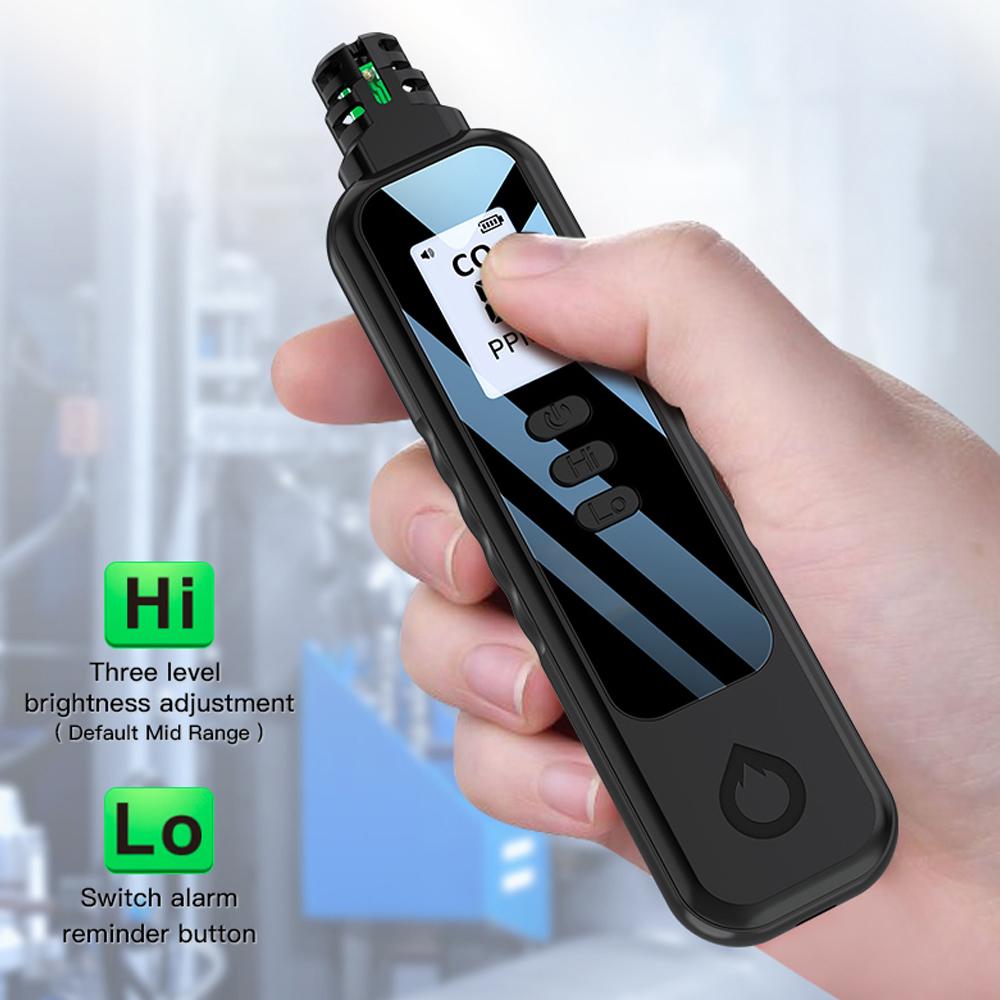 Portable Electrochemical Sensor CO Tester 1.1inch LCD Screen Carbon Monoxide Detector with Sound Lihgt Alarm and Low