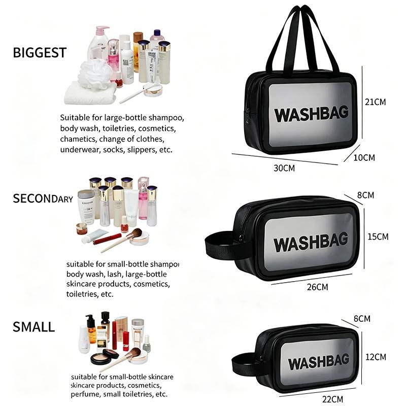 Women Makeup Bag Transparent PVC Cosmetic Bag Travel Make Up Case Wash Bag Large Capacity Toiletry Organizer Pouch