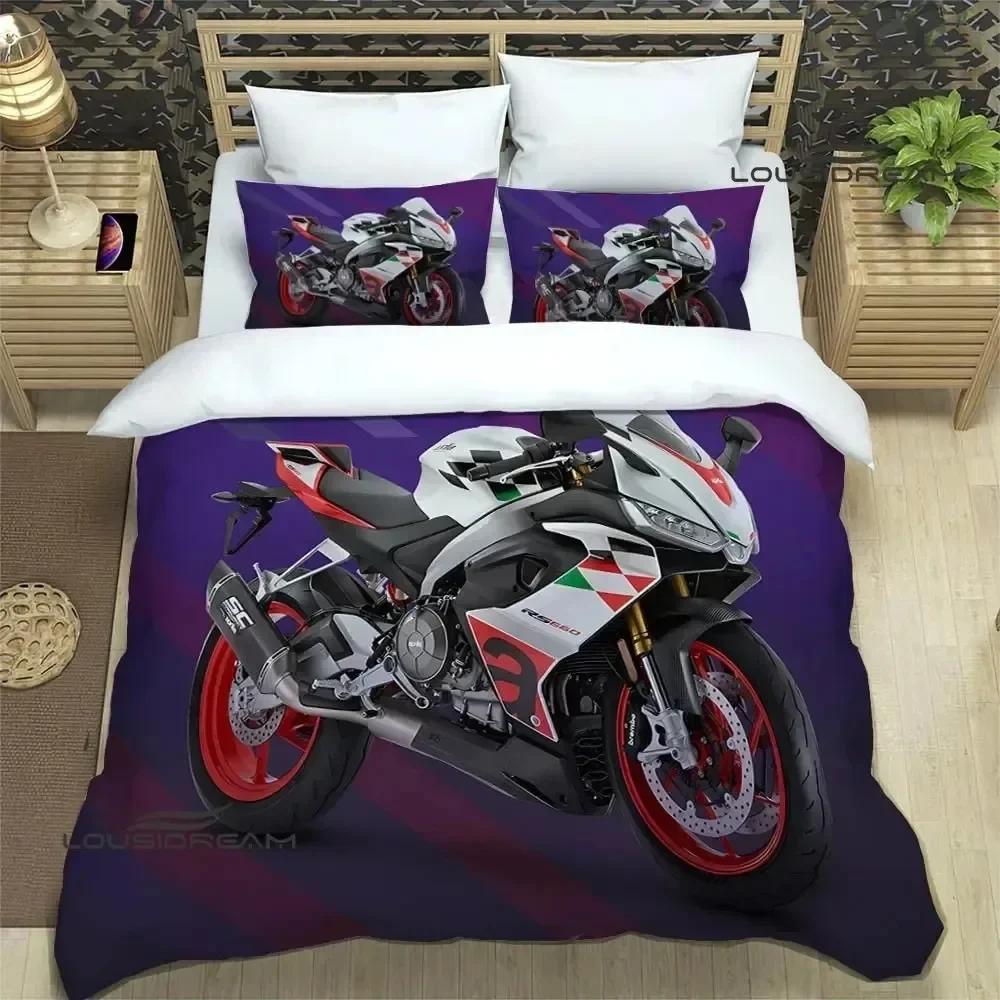 Мотоцикл Aprilia 3D НОВЫЙ Пододеяльник Наволочка Комплект постельного белья Взрослый Мальчик Девочка Украшение спальни Детский Односпальный Двуспальный Большой