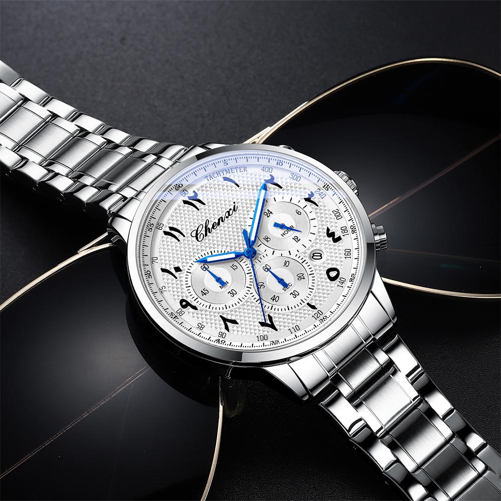 CHENXI Quartz Watch Man Waterproof Stainless Steel Bracelet Multifunction Men's Watches Date Chronograph Luminous New