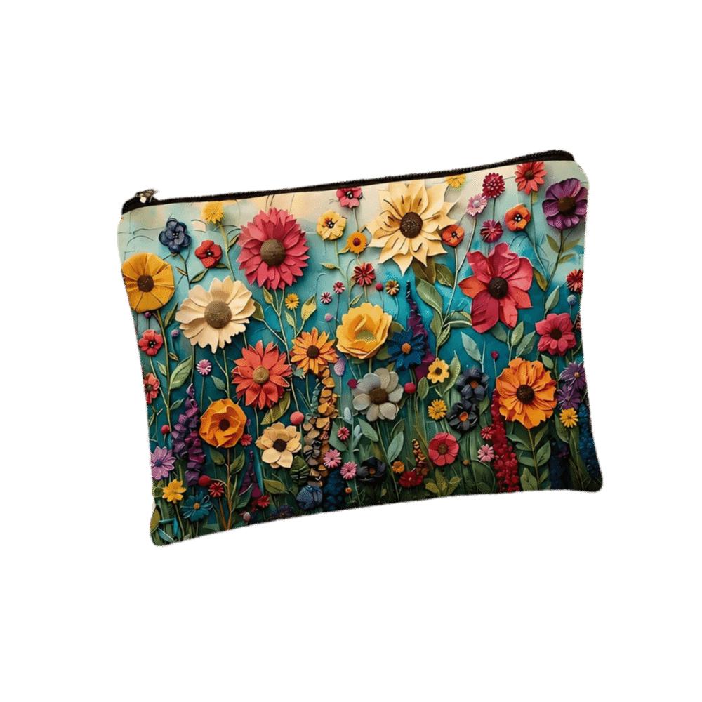 Double-sided Printed Toiletries Organizer Floral Cosmetics Storage Bag Outdoor Use