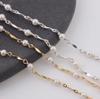 14K Gold Filled Dapped Bar Chain Beaded 3-3.5mm Fresh Water Pearls for DIY Permanent Handmade Necklace Bracelet Jewelry Making