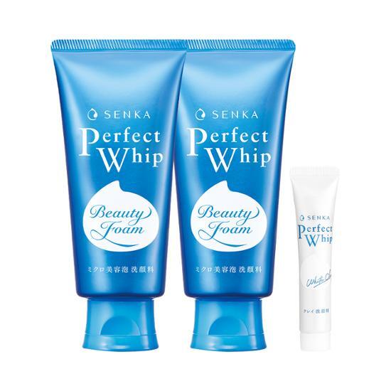 Senka Perfect Whip Facial Wash 120g+120g (+ 15g of White Clay Included)