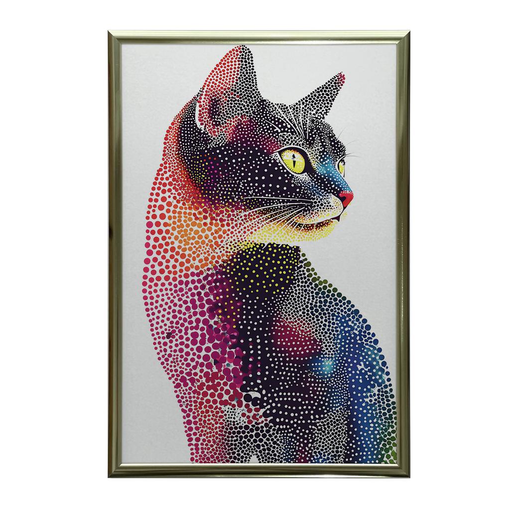 Plakat Kot W Kolorowej Mozaice Plakat Kot W Kolorowej Mozaice, 40X50 Cm, Rama Aluminiowa Czarna, Papier Matowy 230 Gsm