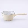 Fuji Enamel Milk Pan with Enamel Saucepan Double-Spout Graduations, 14cm, 0.8L, Gas/Induction Compatible, (Vanilla)