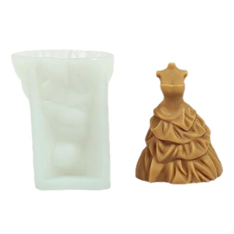 Evening Dress Silicone Molds for Candle Soap Fondant Chocolate Candy Wedding Dress Silicone Candle Molds for Epoxy Resin
