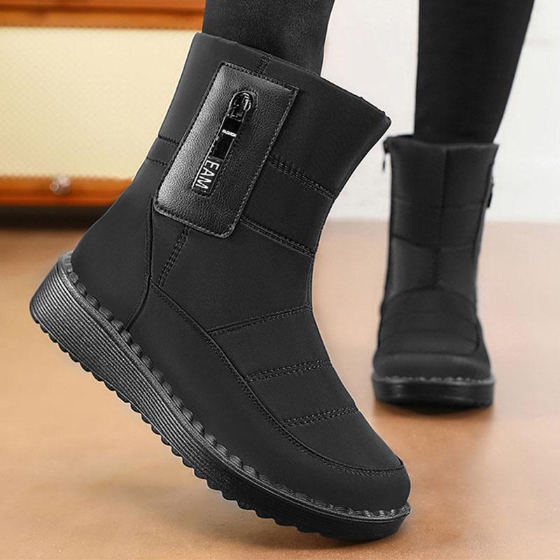 Новые зимние женские теплые высокие ботинки женские плюс бархатные толстые повседневные туфли нескользящие водонепроницаемые кожаные туфли для женщин