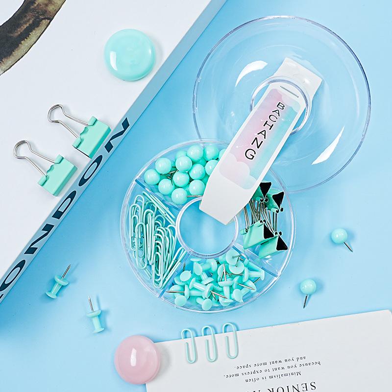 Набор скрепок для бумаги «Макарон», набор для ногтей «Глобус», цветные зажимы для переплета, офисный набор