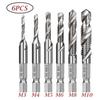 6PCS HSS Tap Drill Bit Set, 2 In 1 Combination Drills and Taps Set M3 M4 M5