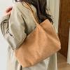 Solid Color Large Capacity Handbag Soft Shopper Underarm Bag Comfortable Suede Shoulder Bag  School