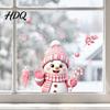 Creative Christmas Gift for Friends Snowman Static Glass Stickers Decorative Pink Decals Waterproof PVC Window Clings Home Holiday Party And