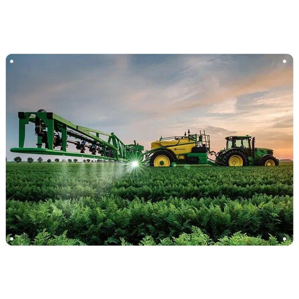 Винтажная машина, трактор, ферма, металлическая жестяная вывеска, табличка, декор для паба, бара, потертый шик, ретро, ​​зеленый трактор, Настенный декор, плакат 30x20 см