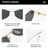 Модные овальные солнцезащитные очки Cat Eye для женщин, безободковые, для вождения, для улицы, для шопинга, защита от ультрафиолета UV400, винтажный дизайн с буквами