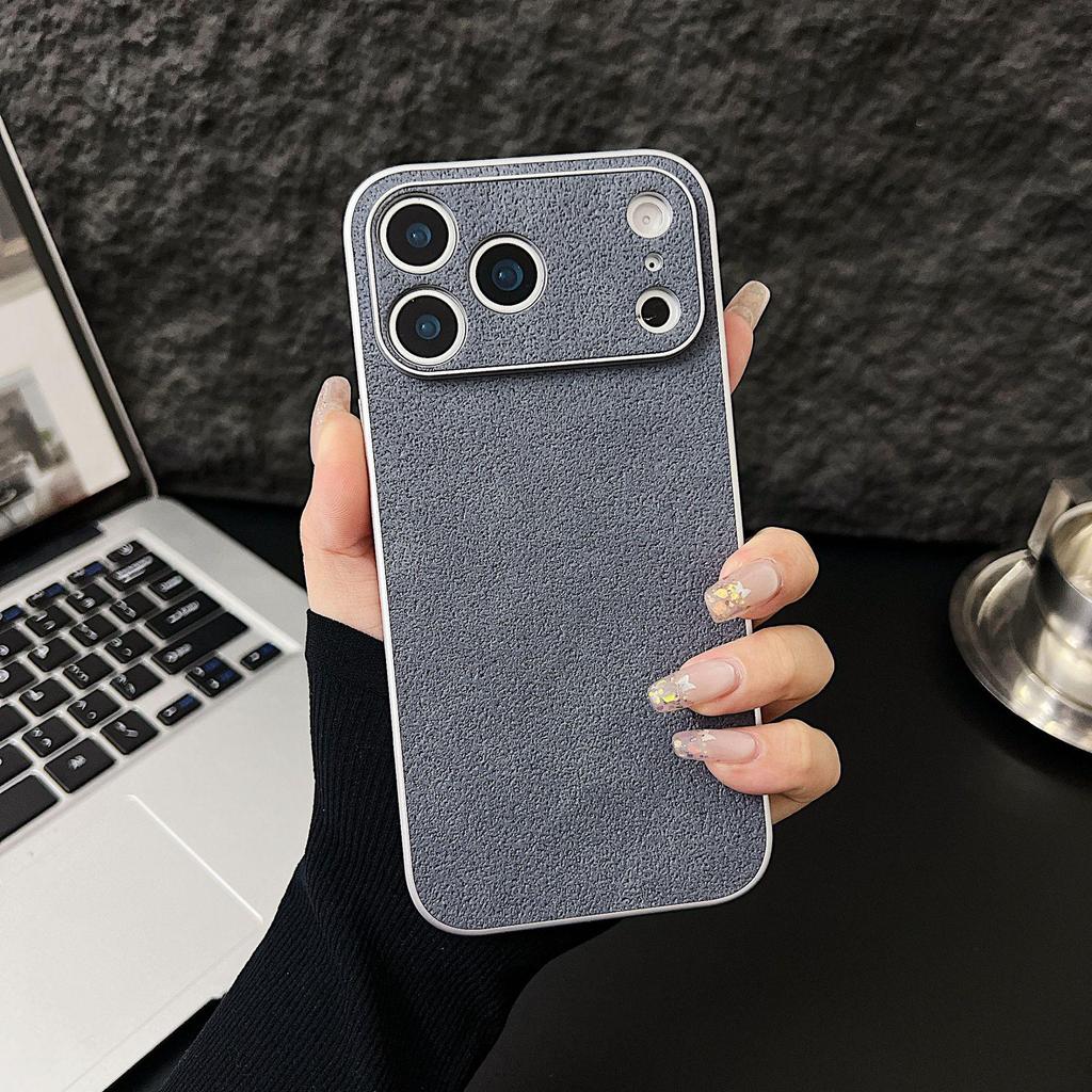 Lychee Pattern Large Window Phone Case for Apple 16PRO/16/17PROMAX with Precise Holes, Trendy Acrylic Design