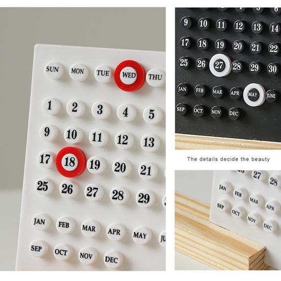 Креативный деревянный календарь с орнаментом в виде круга на 2024 год. Ежегодный календарь. Настольный календарь. Персонализированное украшение для офисного рабочего стола. Реквизит для фотографий.