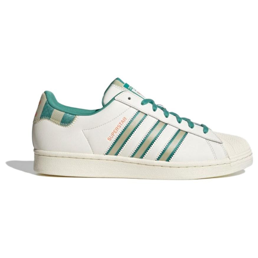 Adidas Оригинальные кроссовки серии Superstar, удобные, универсальные, нескользящие, легкие, с низким верхом, для скейтбординга, унисекс, бело-зеленые, IE2931