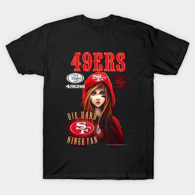 Asian Size Men Black Print T-shirt This Girl Loves Her 49Ers Hopeeeentoday No-Cut Heat Transfer Print Cotton Tshirt