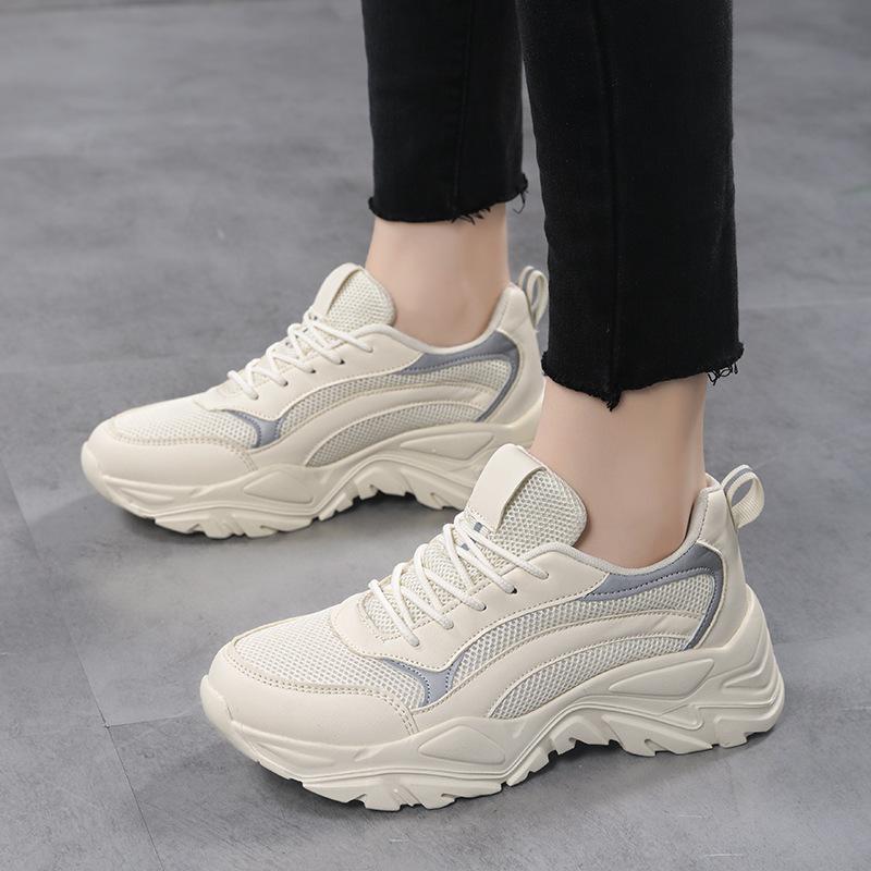 Женская обувь Весна и Осень Платформа Папины Туфли Женская обувь Повседневная спортивная обувь Полые Кроссовки