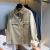 И мужская рубашка в стиле американского ретро workwear с вельветовым воротником, с длинным рукавом, свободного кроя, с двойными карманами, винтажный повседневный топ с отложным воротником, модная