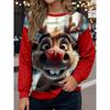 Hooded Shirt Women's Sweatshirt Polyester Reindeer Christmas Street Print Casual Crew Neck Long Sleeve Micro-elastic Fall Winter