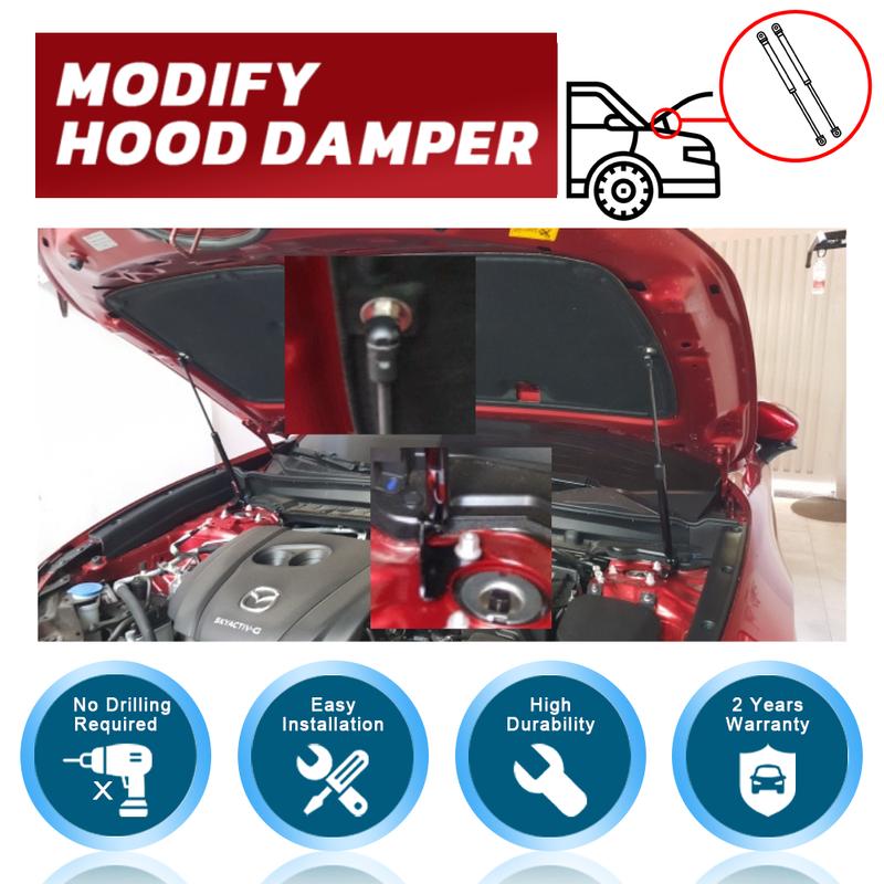 for Mazda CX-30 CX30 - Front Hood Bonnet Modify Gas Struts Bars Shock Carbon Fiber Spring Damper Lift Supports Absorber