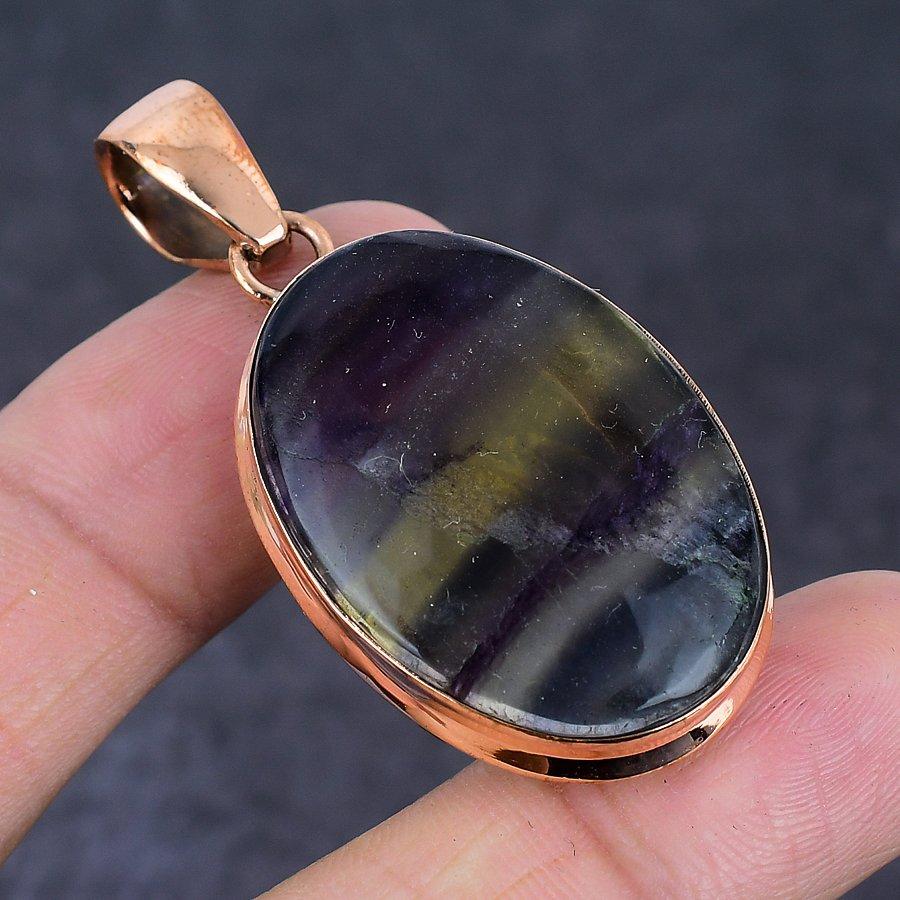 Флюоритовый этнический стиль медная бижутерия кулон 2.05" U8Y09