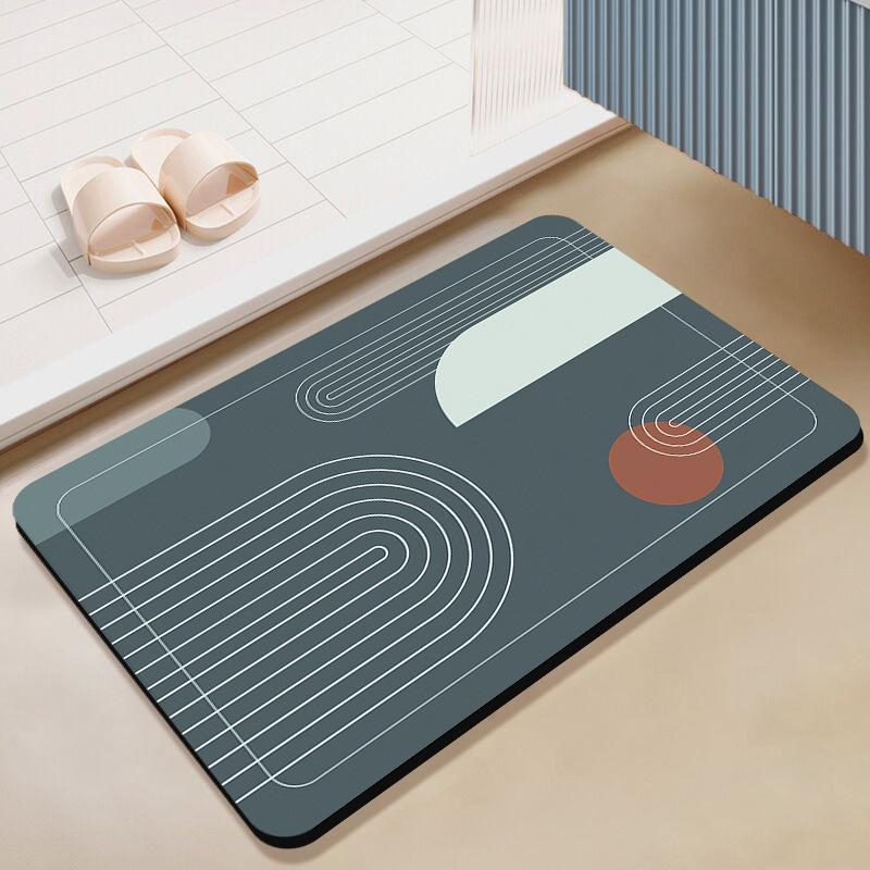 Nordic Simple Ванная комната Противоскользящий коврик для ванной комнаты Водопоглощающий быстросохнущий коврик для ног Износостойкий коврик для двери туалета с диатомовой грязью