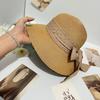 New summer big eaves hat polka dot female bow straw hat sunshade bucket hat travel seaside sunscreen basin