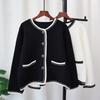 Осень и зима новое чувство дизайна вязаный двусторонний шерстяной кардиган свободный темперамент свитер куртка женская