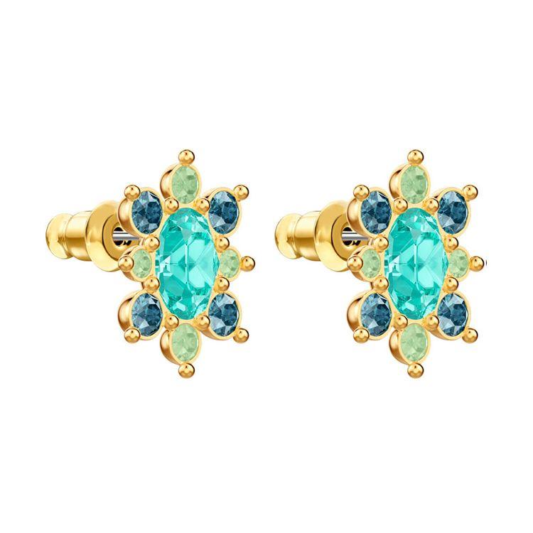 Swarovski Fashion Light Luxury Perforated Flower Green Crystal Earrings Women Earrings 5461791