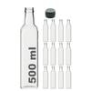 12 Pieces Multi-purpose Transparent Glass Square Maraska Bottle 500 Ml - With Leak Proof Cap