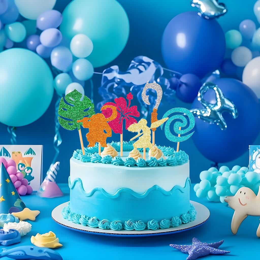 Моана Вдохновленный День Рождения Топпер для Кекса Пики для Кексов Моана Украшение для Вечеринки в честь Дня Рождения для Тропической Летней Вечеринки Детского Праздника Свадьбы