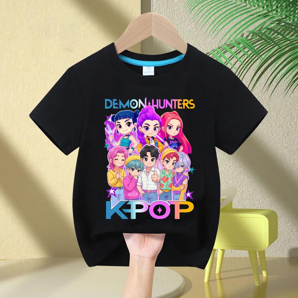 Issiq Film Paxtali Chaqaloq Qizlar Futbolkasi Bolalar Kiyimi KPop Demon Ovchilari Muhlislari Sovg'alari Bolalar Kiyimi Moda Kundalik Toplar