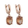 Rose Gold Color Cut Oval Zircon Earrings for Women's Classic Water Drop Crystal Earrings