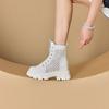3233 Small Size Leather Hollow Martin Boots Women's Inner Heightening Platform Women's Leather Boots Casual Zipper Women's Shoes