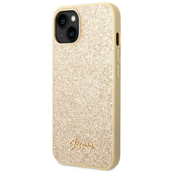 Etui do iPhone 14 Guess Glitter Script Złote