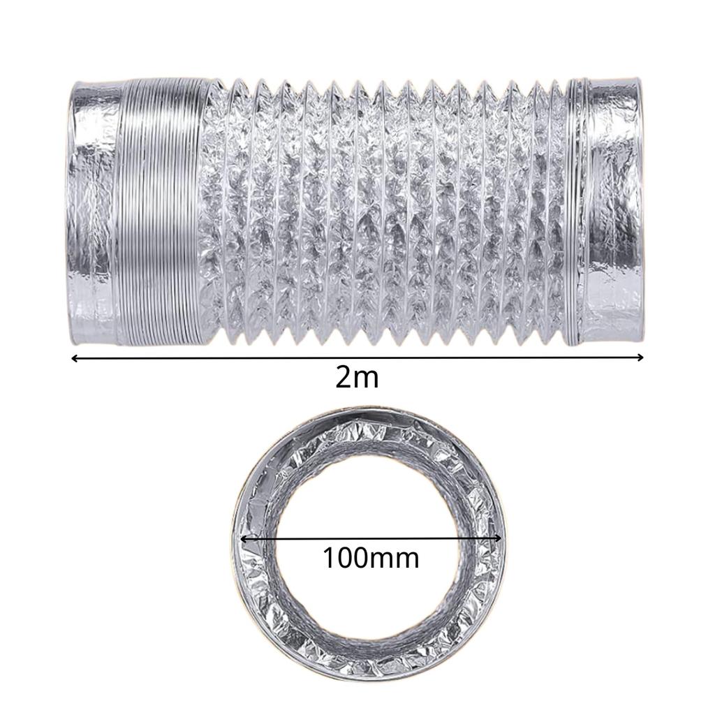 SLMYCAO Гибкий воздуховод, Алюминиевый телескопический вытяжной шланг, Для вентиляции, вытяжки, Диаметр 3,9 дюйма