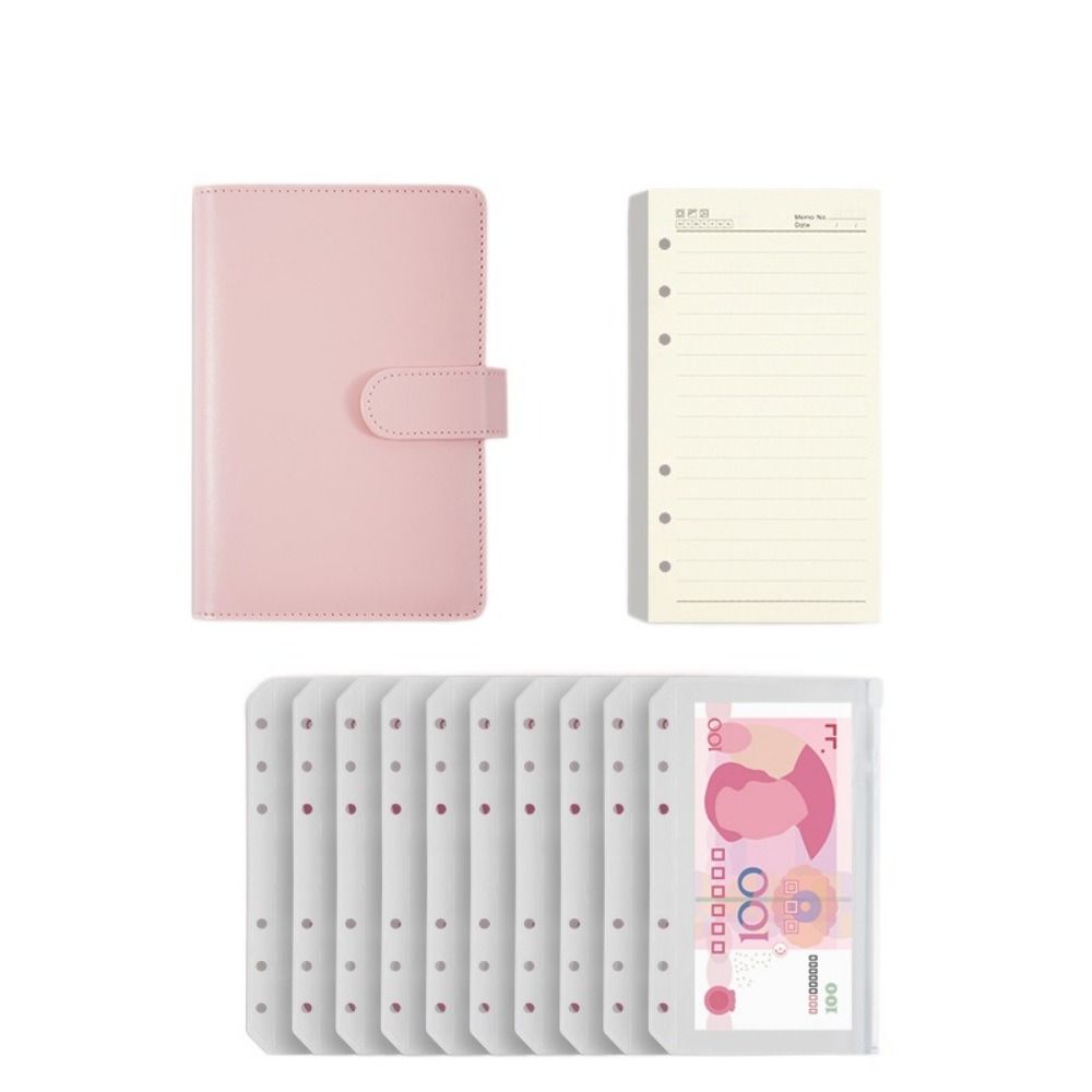 Pu Leather Saving Money Binder Macarone Color Budget Binder Loose-Leaf Notebook Savings Handbook