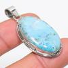 Natural Republic Larimar Gemstone 925 Solid Sterling Silver Pendant 1.75" H0l18