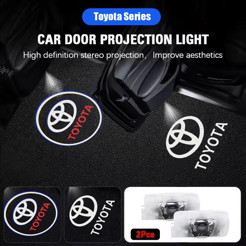 2Pcs Led HD Car Door Logo Welcome Light Projector Lamps Accessorie For Toyota Corolla RAV4 LEVIN Yaris C-HR Camry Prado Keychain