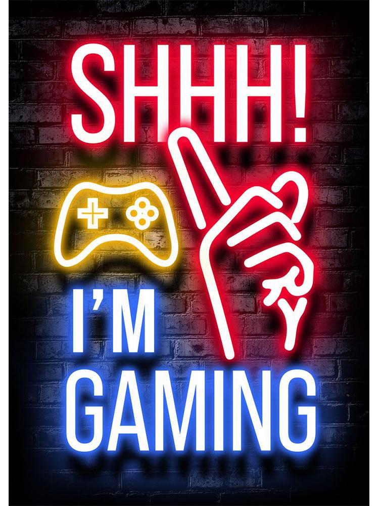 Современный неоновый эффект, плакат для игровой комнаты, игровой геймер, принты, картина на холсте, настенная художественная картина для детей, декор игровой комнаты для мальчиков, подарок