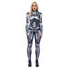 Retro Punk Printed Jumpsuits Fashion Cosplay Performance Costumes Long Sleeve Adult Zentai Suit Mechanical Bodysuit Clothes