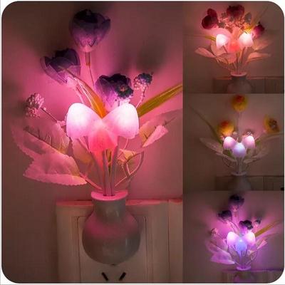 Креативный тюльпановый сиреневый ночник с мягким романтическим датчиком, лампа для детской кровати