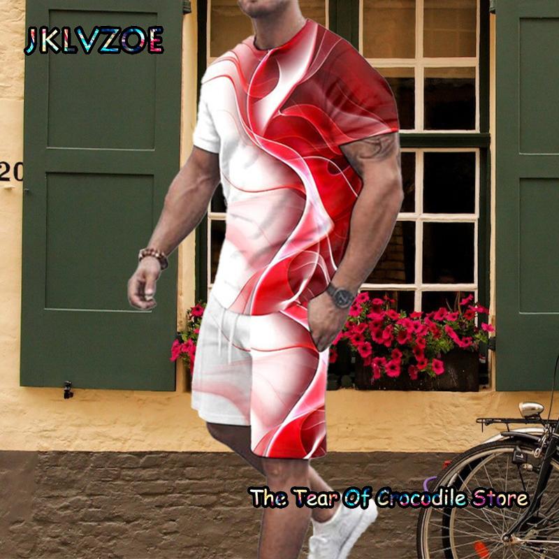 Новые модные летние мужские комплекты для бега, футболка с короткими рукавами, шорты, мужской спортивный костюм, толстовка с 3D принтом и забавным лицом, одежда